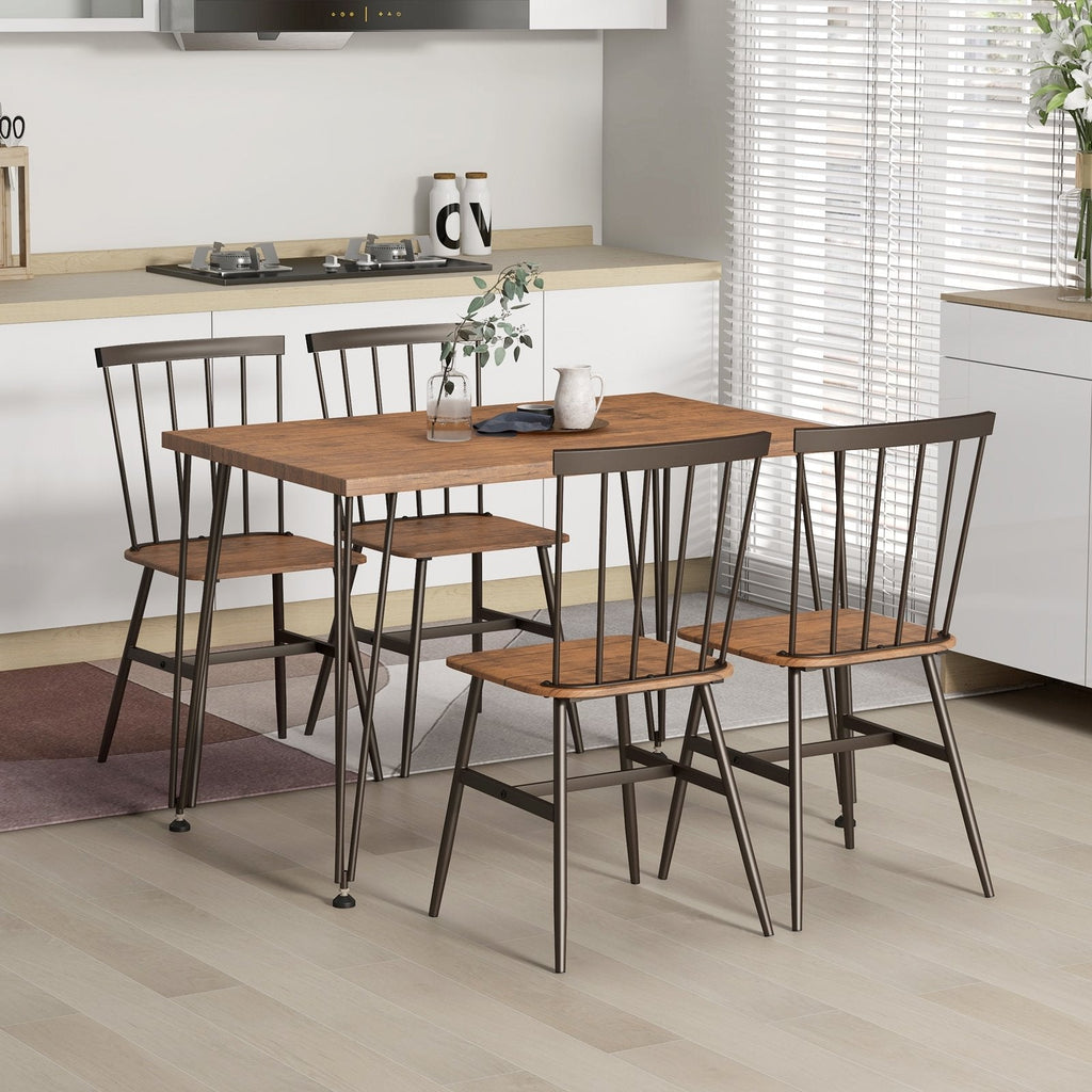5-Piece Dining Table Set for 4 with 360° Swivel Feet for Small Place-Grey Oak