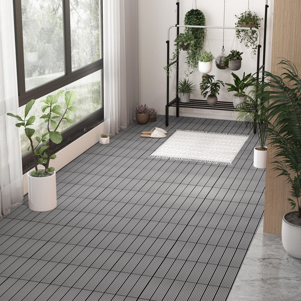 12 x 12 Inch 18 Piece All Weather Interlocking Deck Tiles for Splicing Area-Brown