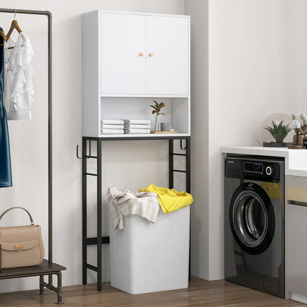 Over The Toilet Storage Cabinet with 2 Doors and Adjustable Shelf-Black