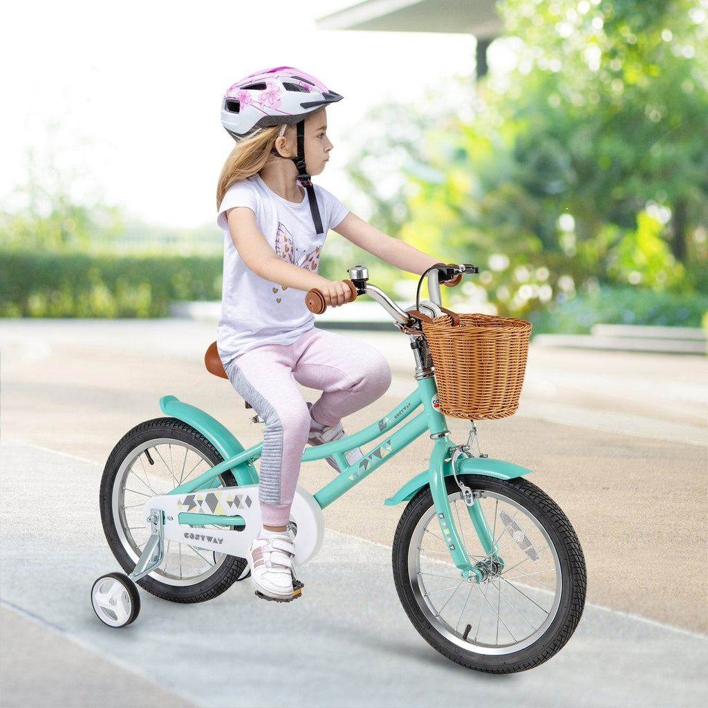 18 Inch Kids Bike Bicycle with Training Wheels and 2 Brake System Ages 4-8 Years Old-18 inches