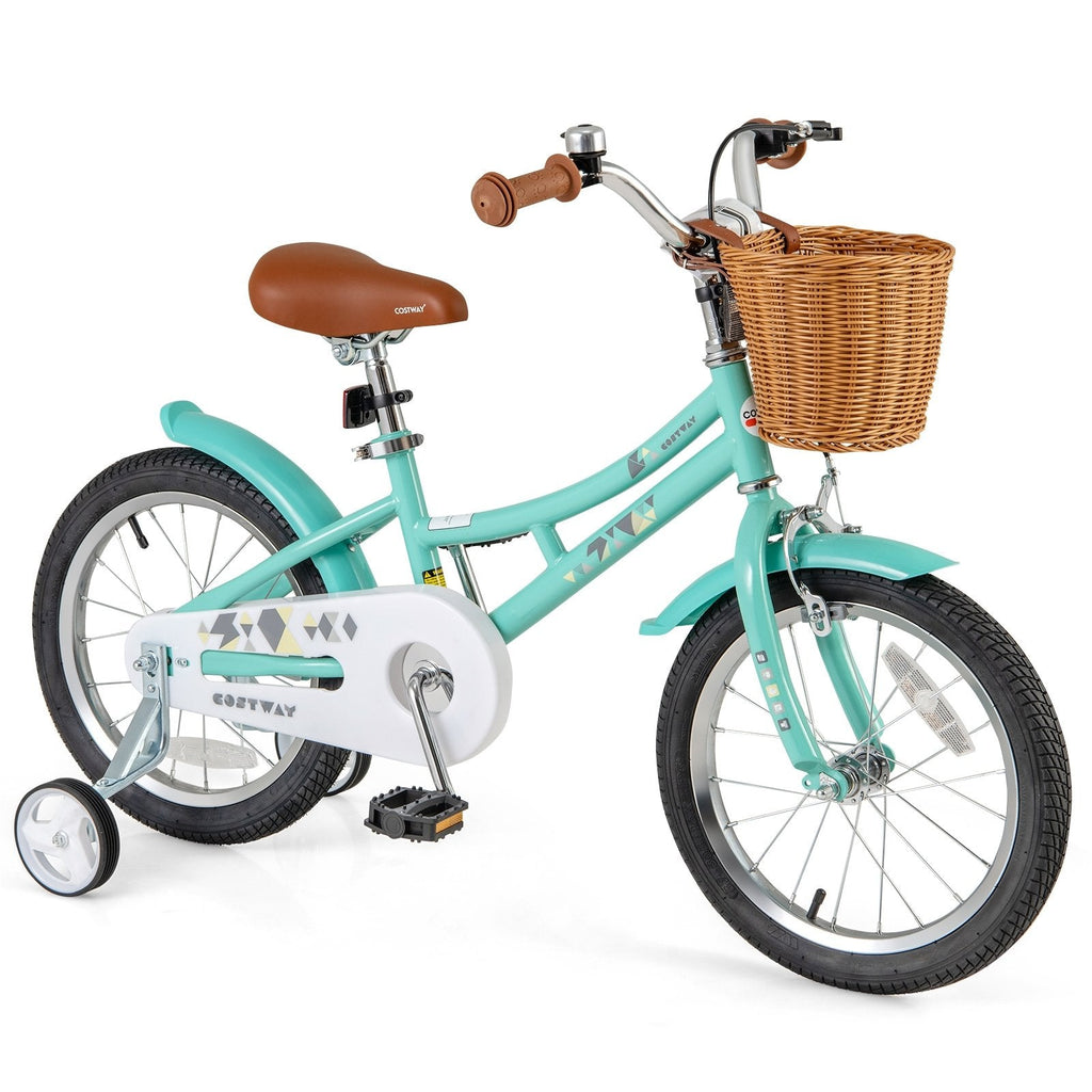 18 Inch Kids Bike Bicycle with Training Wheels and 2 Brake System Ages 4-8 Years Old-18 inches