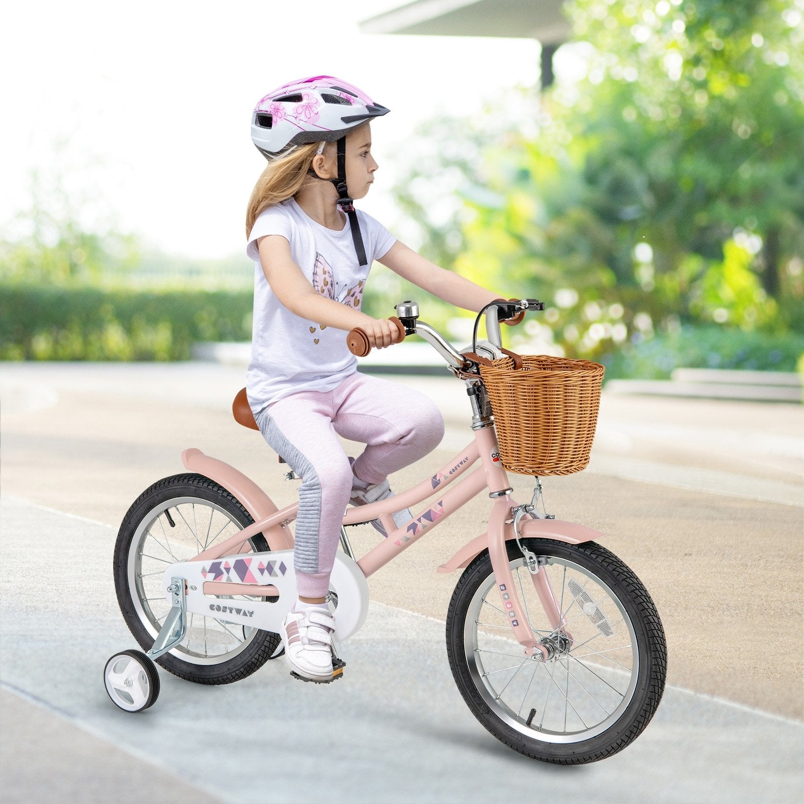 18 Inch Kids Bike Retro Bicycle with Adjustable Height and Basket for Ages 4-8 Years Old-18 inches