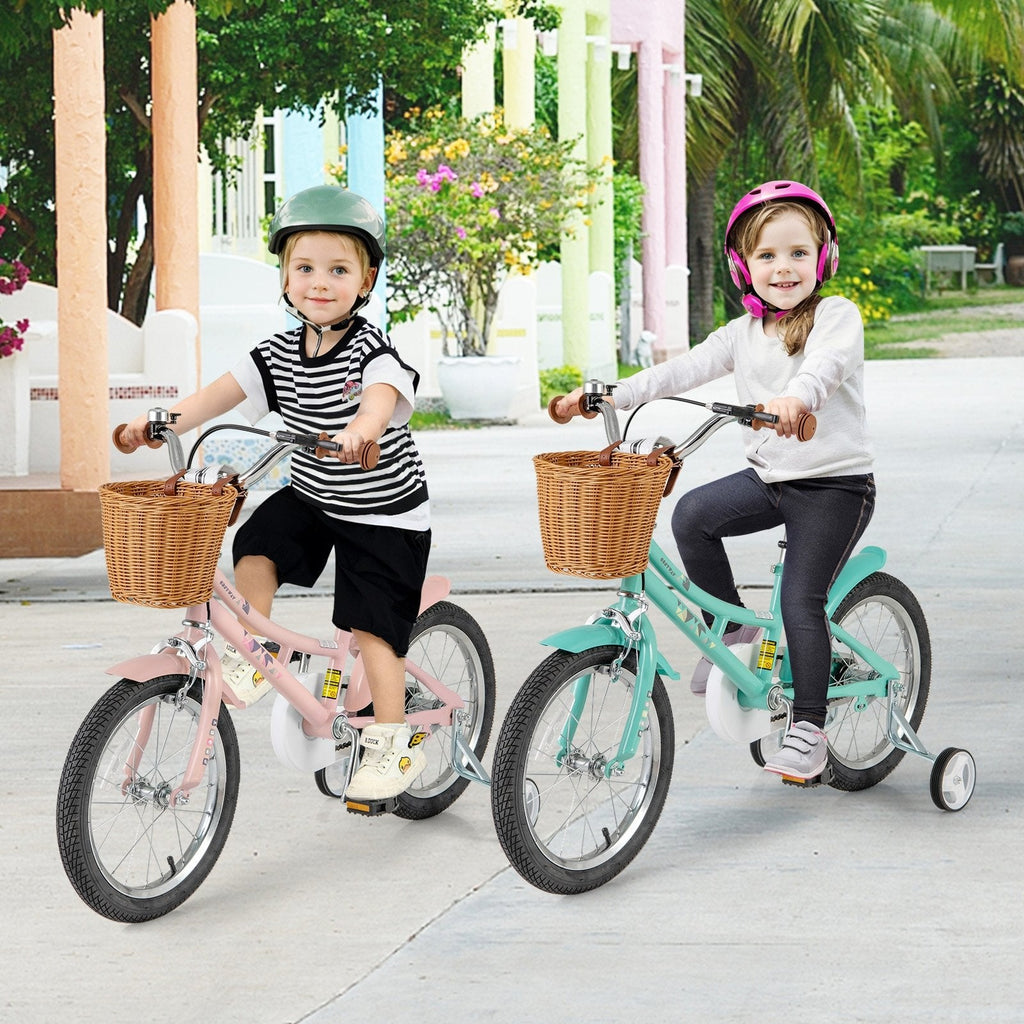18 Inch Kids Bike Retro Bicycle with Adjustable Height and Basket for Ages 4-8 Years Old-18 inches