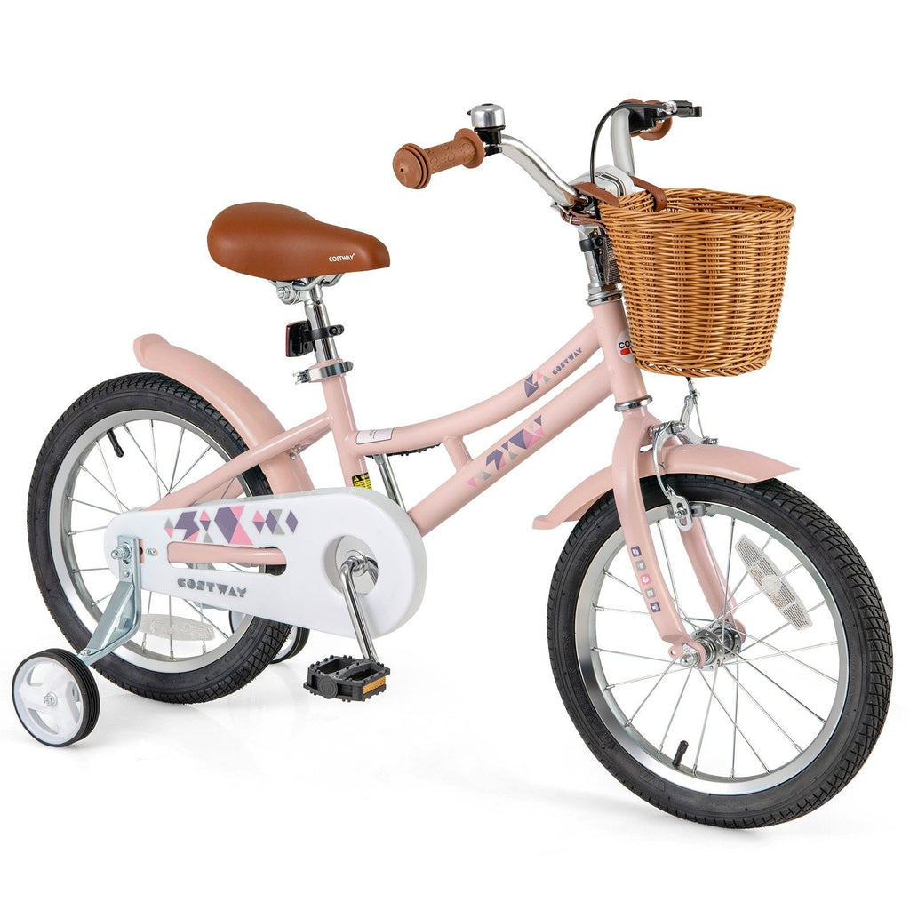18 Inch Kids Bike Retro Bicycle with Adjustable Height and Basket for Ages 4-8 Years Old-18 inches