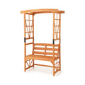 6.2 Feet Tall Patio Garden Arbor with Pergola and 2-Seat Bench for Garden Lawn Backyard Decoration-Yellow