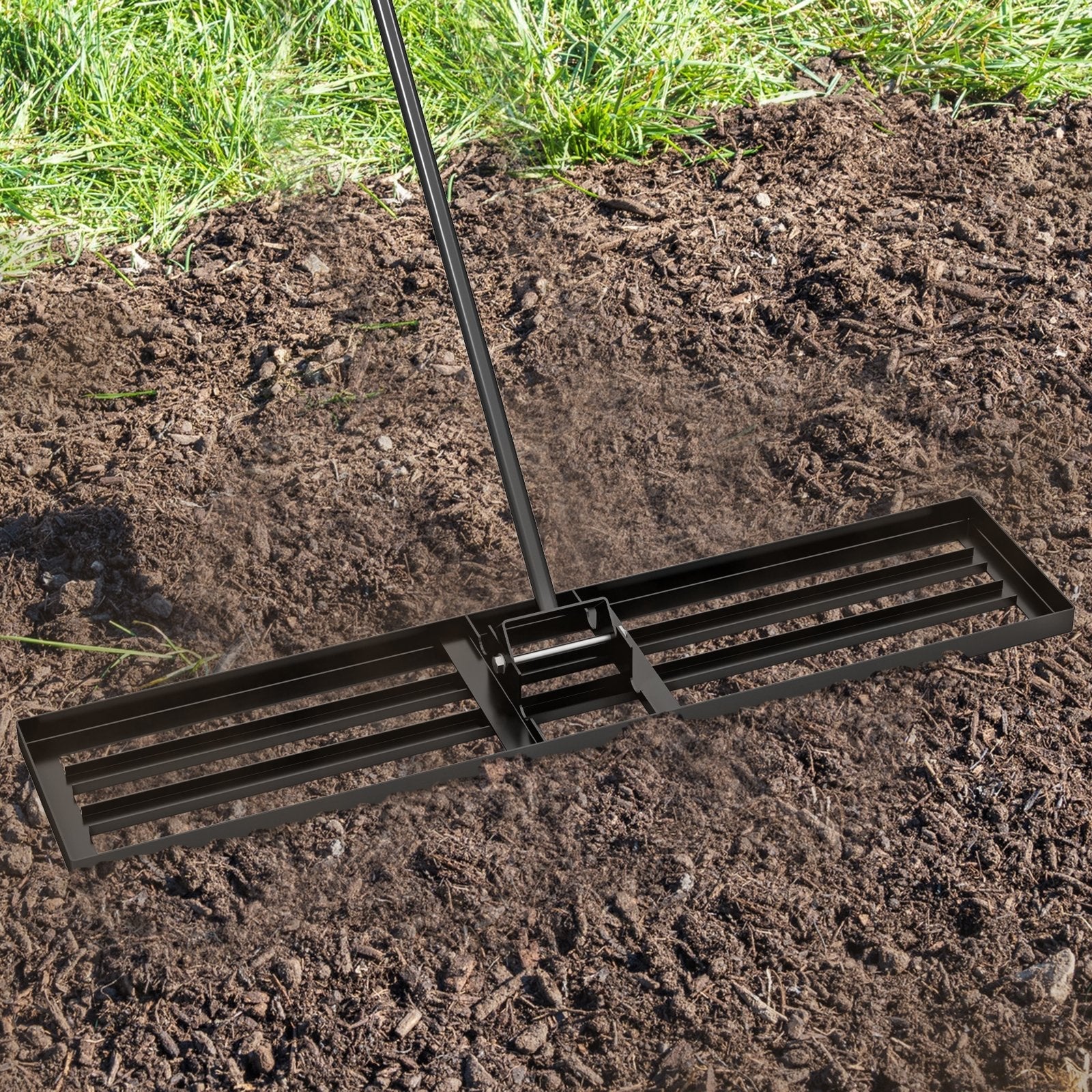 Lawn Leveling Rake 46 x 10 Inch Heavy Duty Lawn Level Tool for Soil-Black
