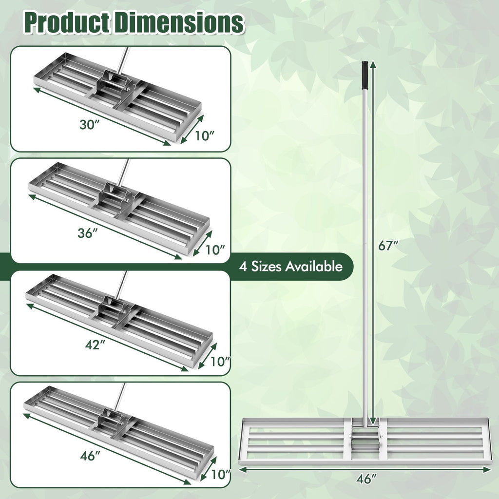 Lawn Leveling Rake 46 x 10 Inch Heavy Duty Lawn Level Tool for Soil-Black