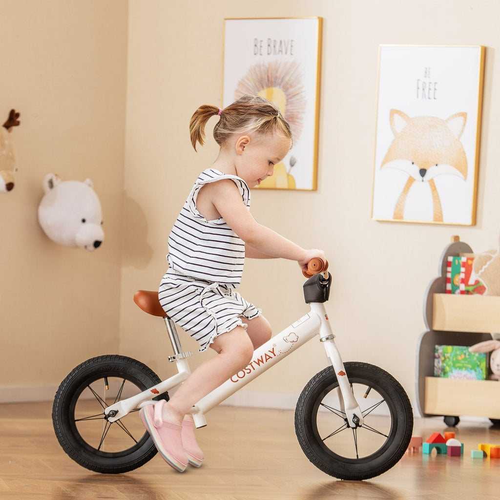 12 Inch Toddler Balance Bike with Height Adjustable Handlebar and Seat-Red