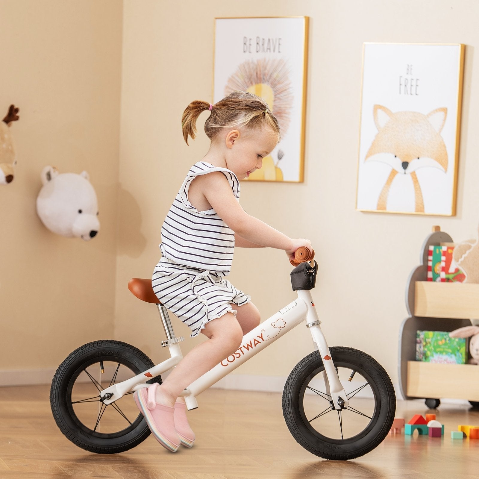 12 Inch Toddler Balance Bike with Height Adjustable Handlebar and Seat-Red