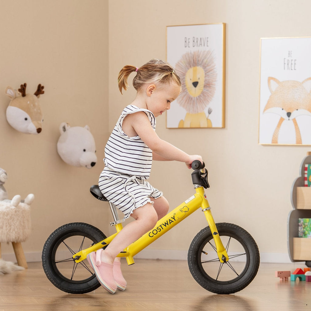 12 Inch Toddler Balance Bike with Height Adjustable Handlebar and Seat-Red