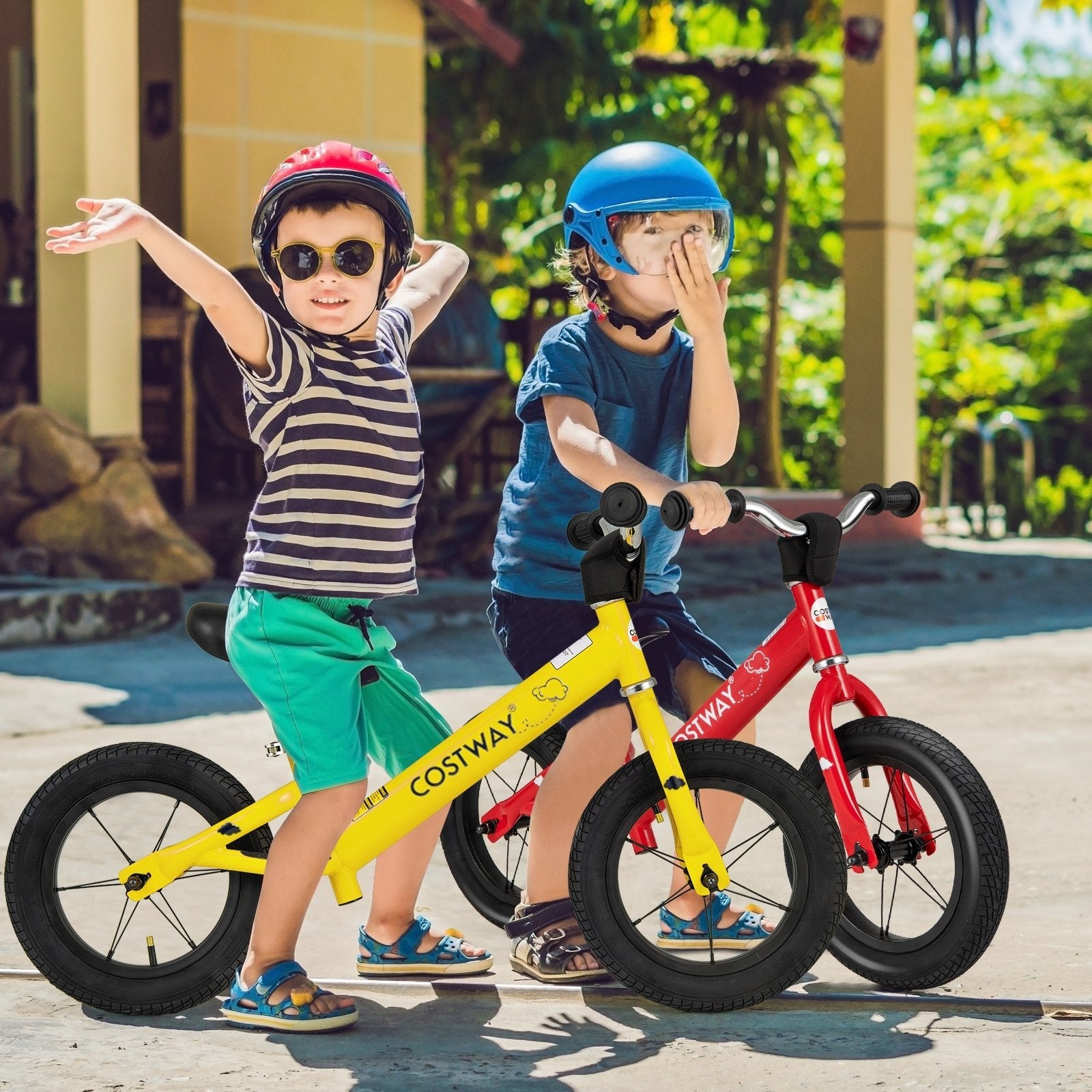 12 Inch Toddler Balance Bike with Height Adjustable Handlebar and Seat-Red