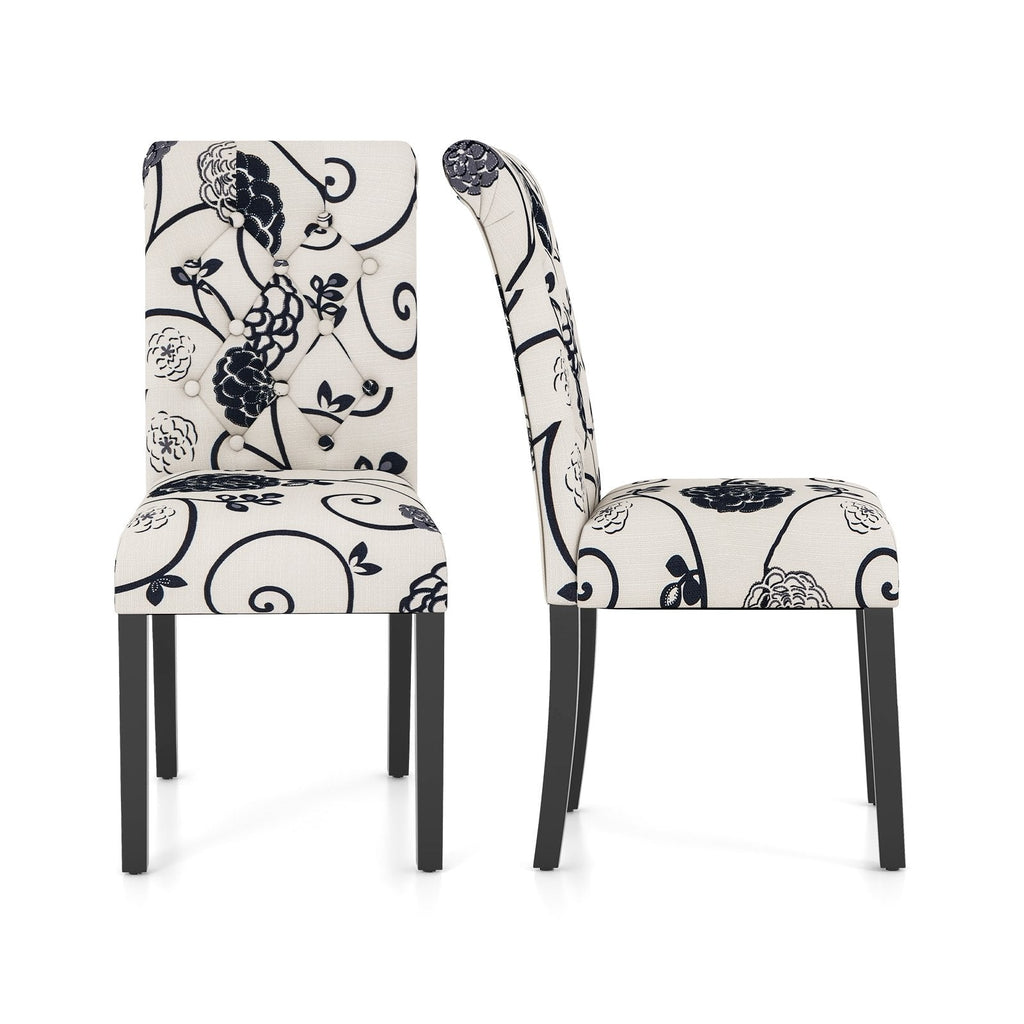 Set of 2 Tufted Dining Chair-Beige