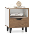 Nightstand with Drawer and Open Storage Shelf for Bedroom-White
