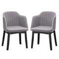 Upholstered Velvet Accent Modern Dining Chairs Set of 2 with Curved Backrests-Grey
