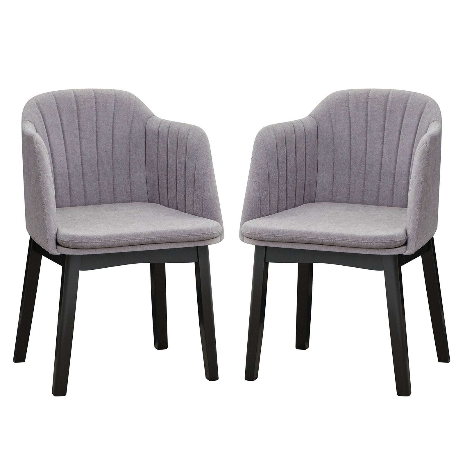 Upholstered Velvet Accent Modern Dining Chairs Set of 2 with Curved Backrests-Grey