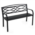 Garden Bench with Curved Armrests and Backrest-Black