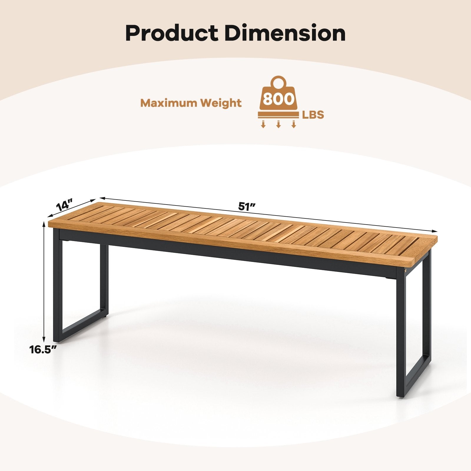 Set of 2 Patio Dining Bench for 2-3 Person Indoor Outdoor