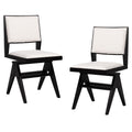 Swivel Wooden Dining Chair Set of 2 with Rubber Wood Frame and Padded Seat-Black