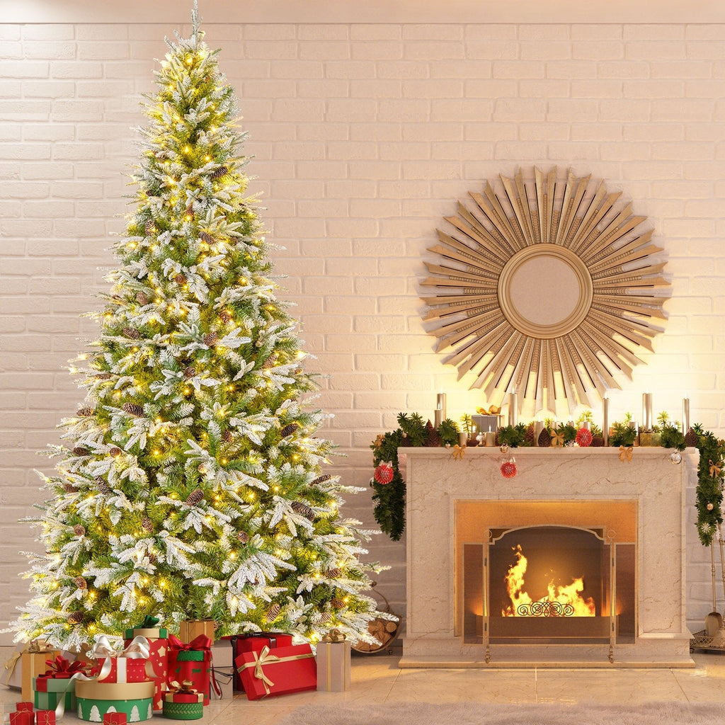 6/7.5/9 FT Pre-Lit Artificial Christmas Tree with 765/1135/1871 Tips and 280/470/690 Warm-White LED Lights-L