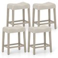 Set of 4 Upholstered Counter Height Bar Stool with Curved Saddle-Seat-Gray