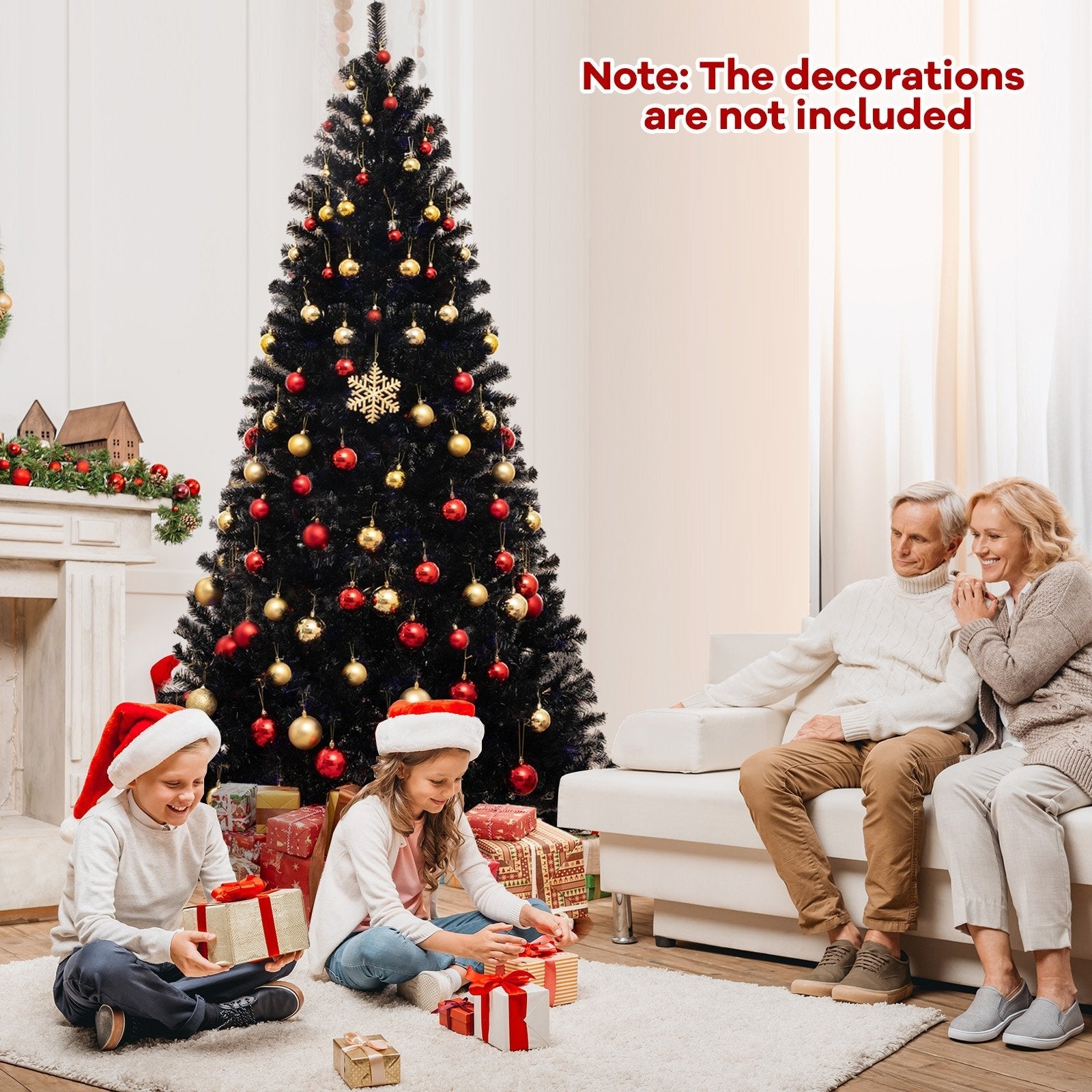 6/7/8 Feet Artificial Christmas Tree with 6 Lighting Modes and Spooky Sounds-7 ft