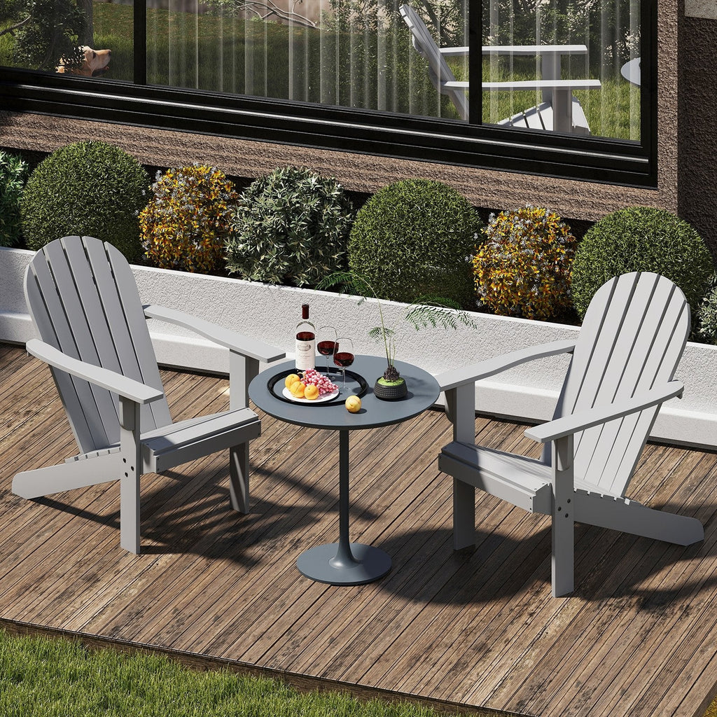 Acacia Wood Lounge Patio Adirondack Chair with Inclined Seat-Blue