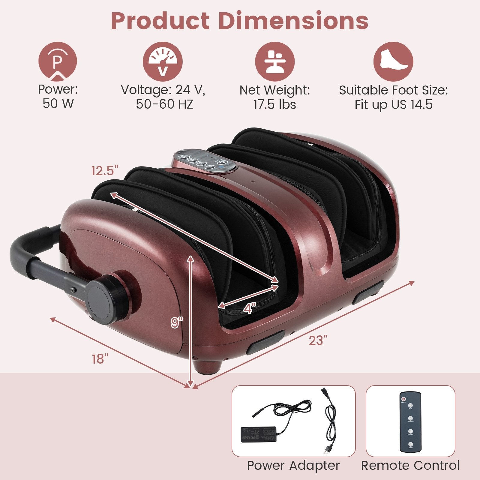 Foot and Calf Massager with Heat for Blood Circulation Pain Relief-Black