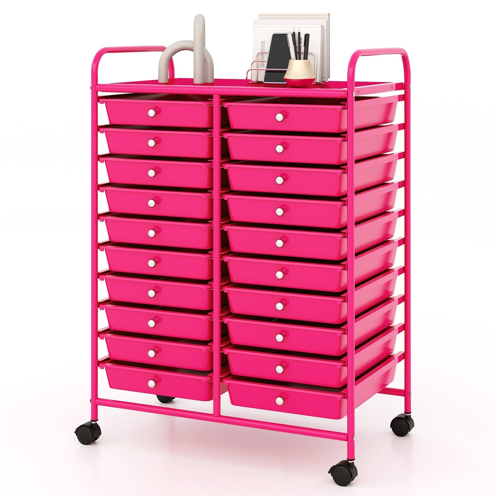 20 Drawers Rolling Storage Cart Studio Organizer-Beige