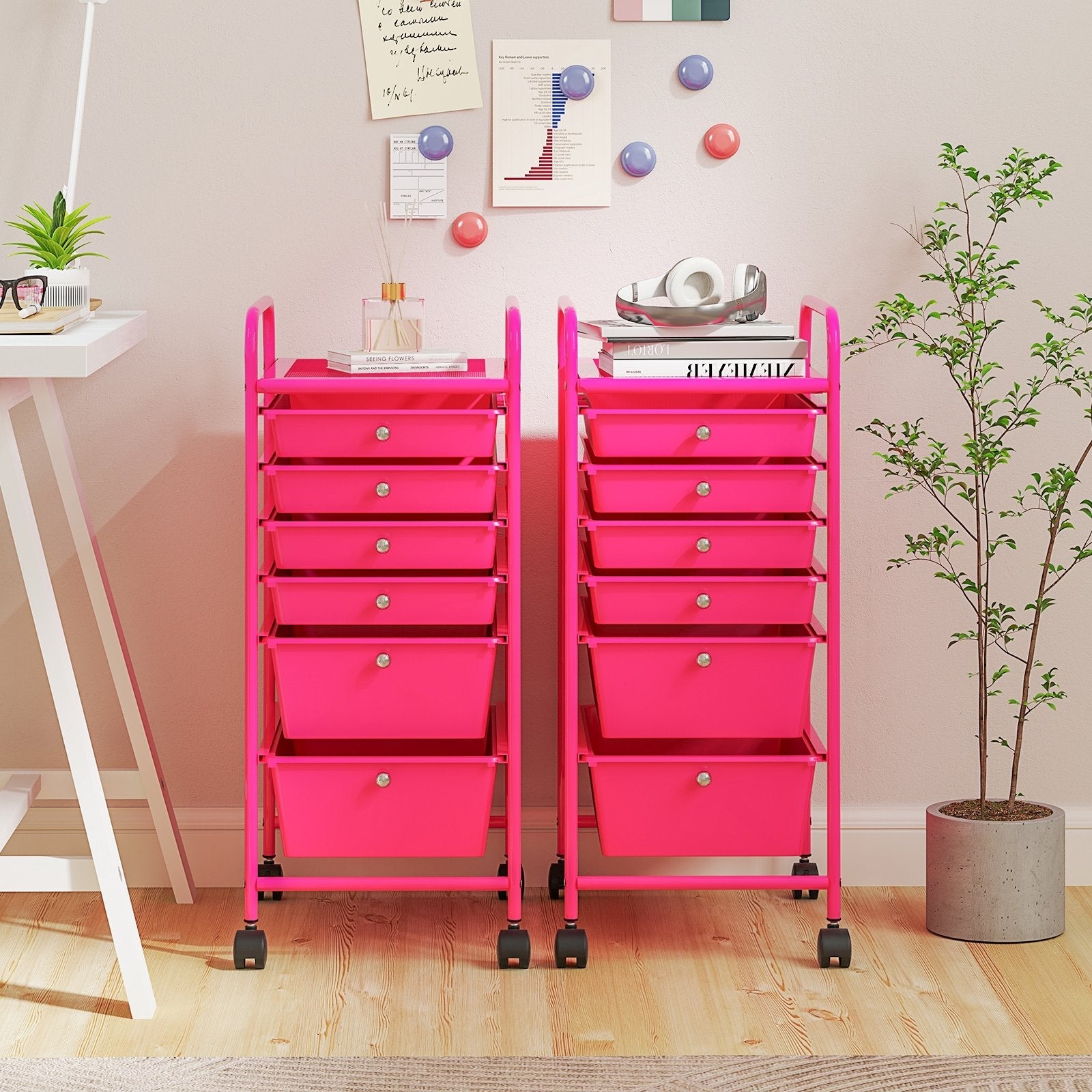 6 Drawers Rolling Storage Cart Organizer-Black