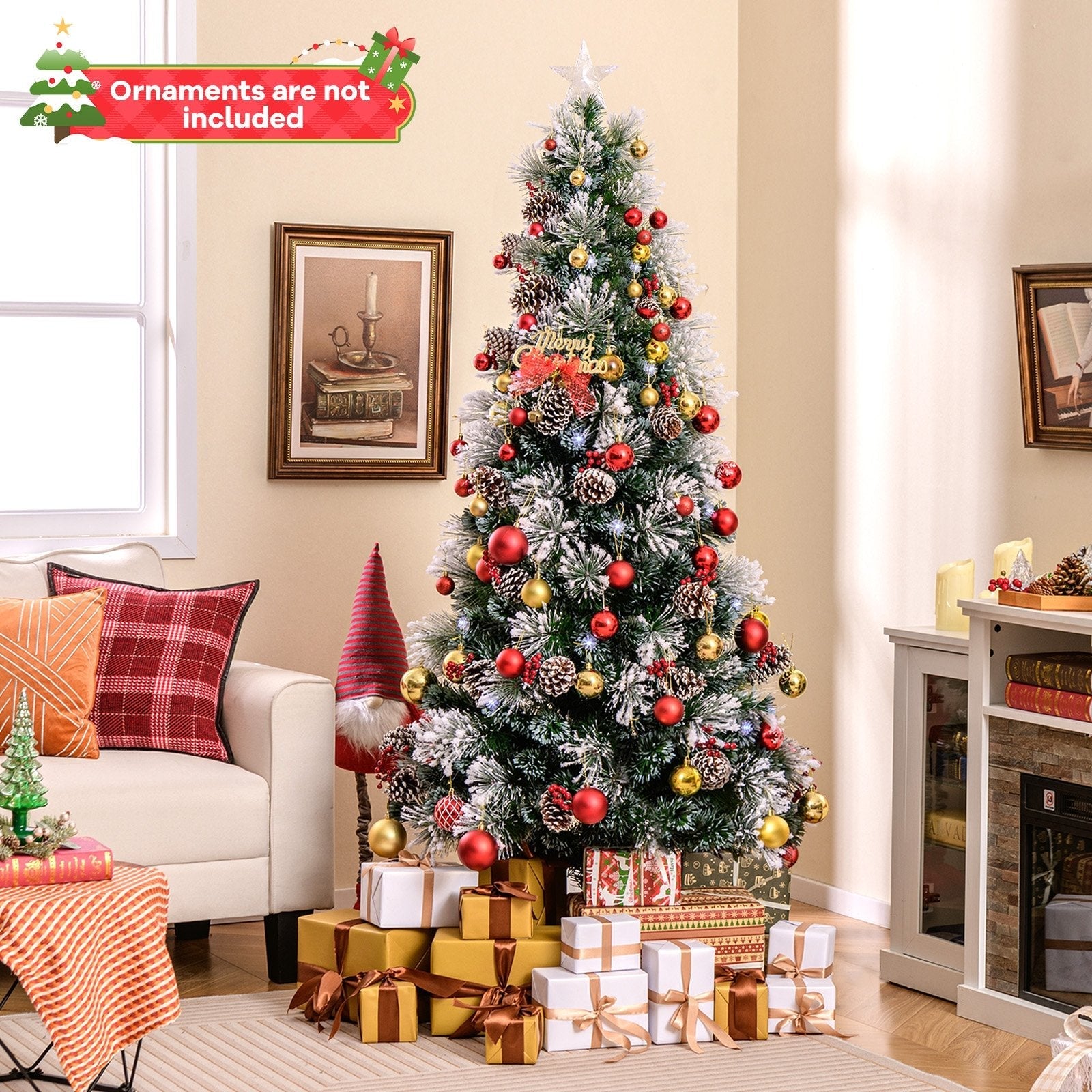 5 FT Flocked Christmas Tree with 8 Lighting Modes