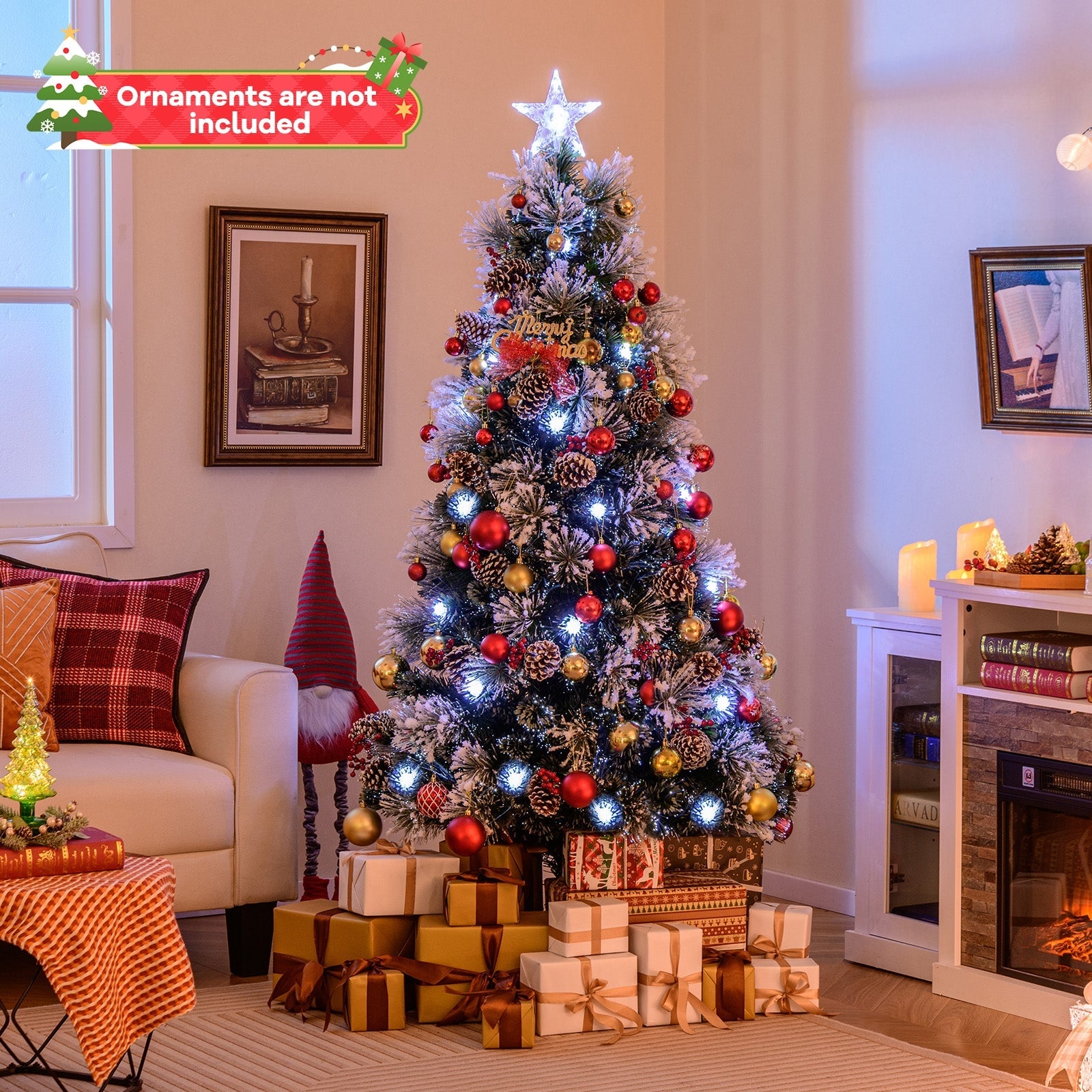 5 FT Flocked Christmas Tree with 8 Lighting Modes