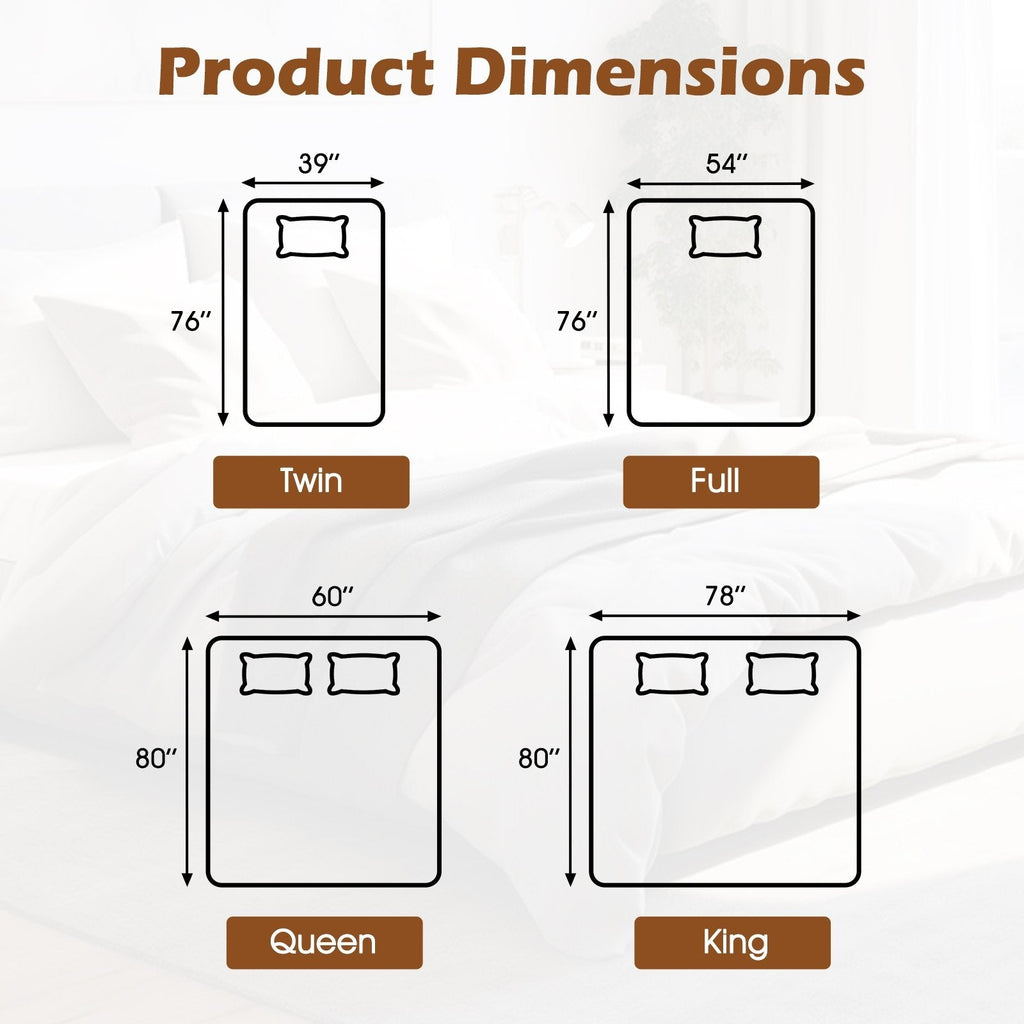 Machine Washable Electric Bed Warmer with Dual Controller 9 Heat Setting and 9-Hour Auto Off and Overheat Protection-King Size