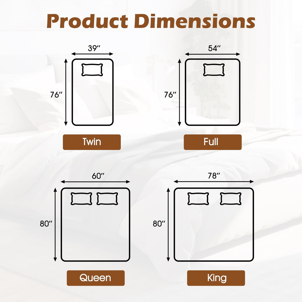 Machine Washable Electric Bed Warmer with Dual Controller 9 Heat Setting and 9-Hour Auto Off and Overheat Protection-King Size