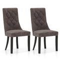 Tufted Dining Chairs Set of 2 with High Backrest and Padded Seat-Gray