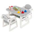Kids Table and Chair Set with Building Blocks-Gray