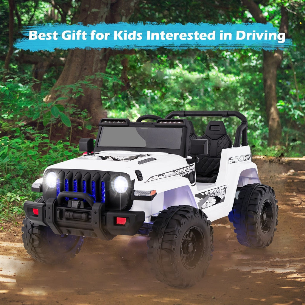 12V Kids Ride-on Jeep Car with 2.4 G Remote Control-Solid Black