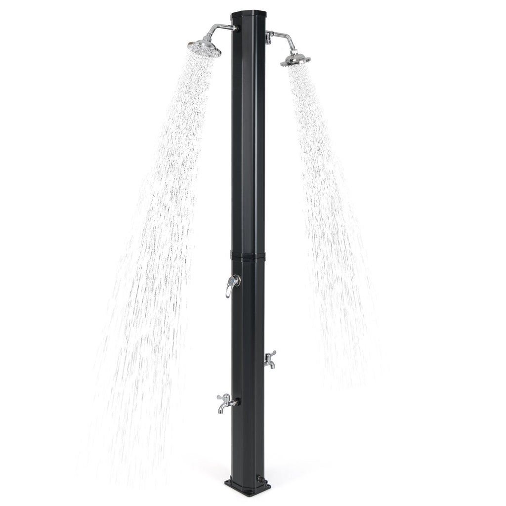 9.3 Gallon Solar Heated Outdoor Shower with Dual Shower Heads-Black