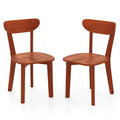 Solid Wood Dining Chair Set of 2 with Curved Backrest and Rubber Wood Frame-Espresso
