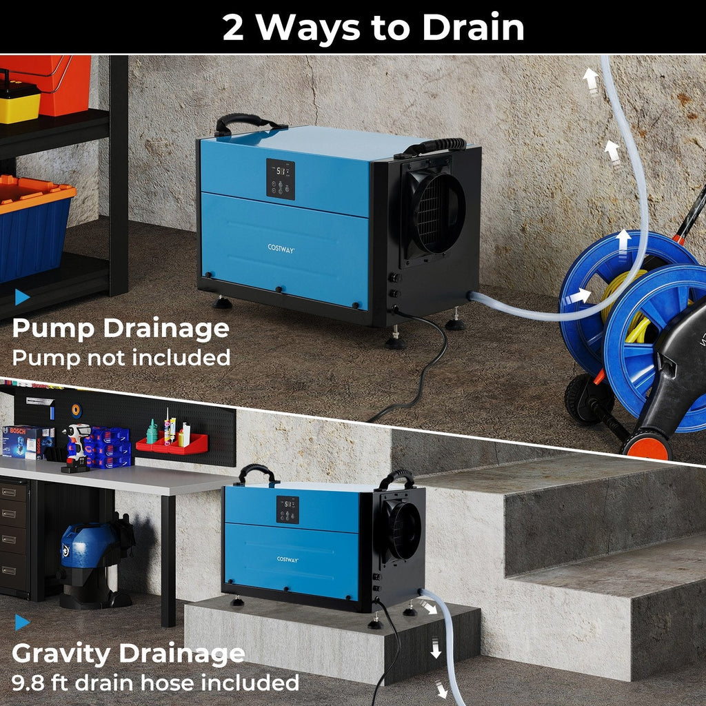 155 Pint Crawl Space Dehumidifier with 3 Modes and 24H Timer-Blue