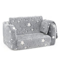 2-in-1 Folding Kids Couch with Blanket Glow in the Dark-Gray