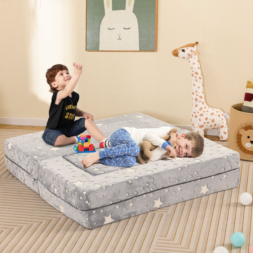 2 Seater Kids Play Couch with Removable and Machine Washable Flannel Cover-Color