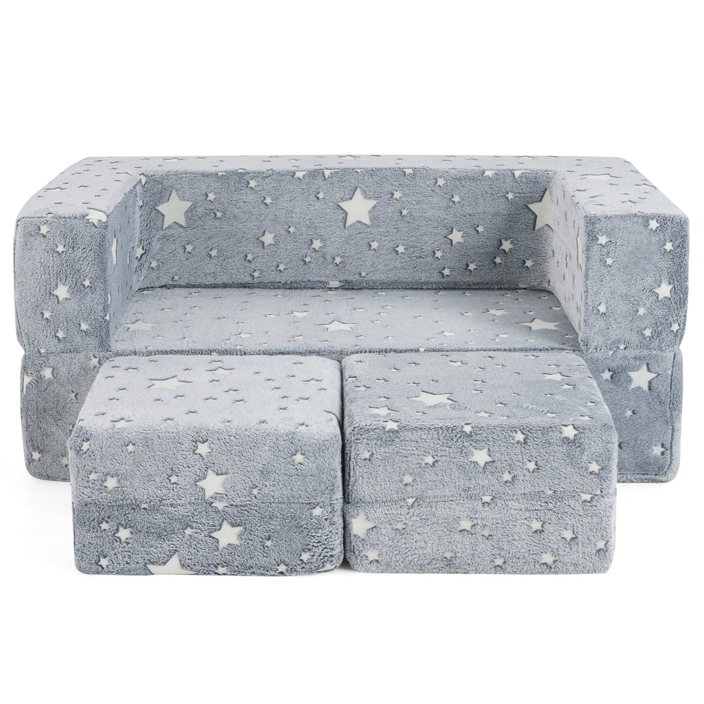 2 Seater Kids Play Couch with Removable and Machine Washable Flannel Cover-Color