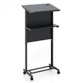 3-Position Height Adjustable Lectern Table with Tilted Tabletop-Black