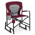 Outdoor Rocker Camping Chair with Dual Springs and Padded Back-Black