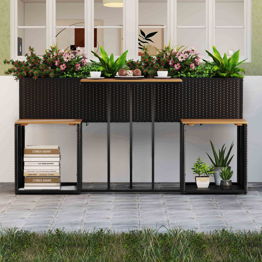 Patio Furniture Set with Raised Garden Bed for Porch and Yard