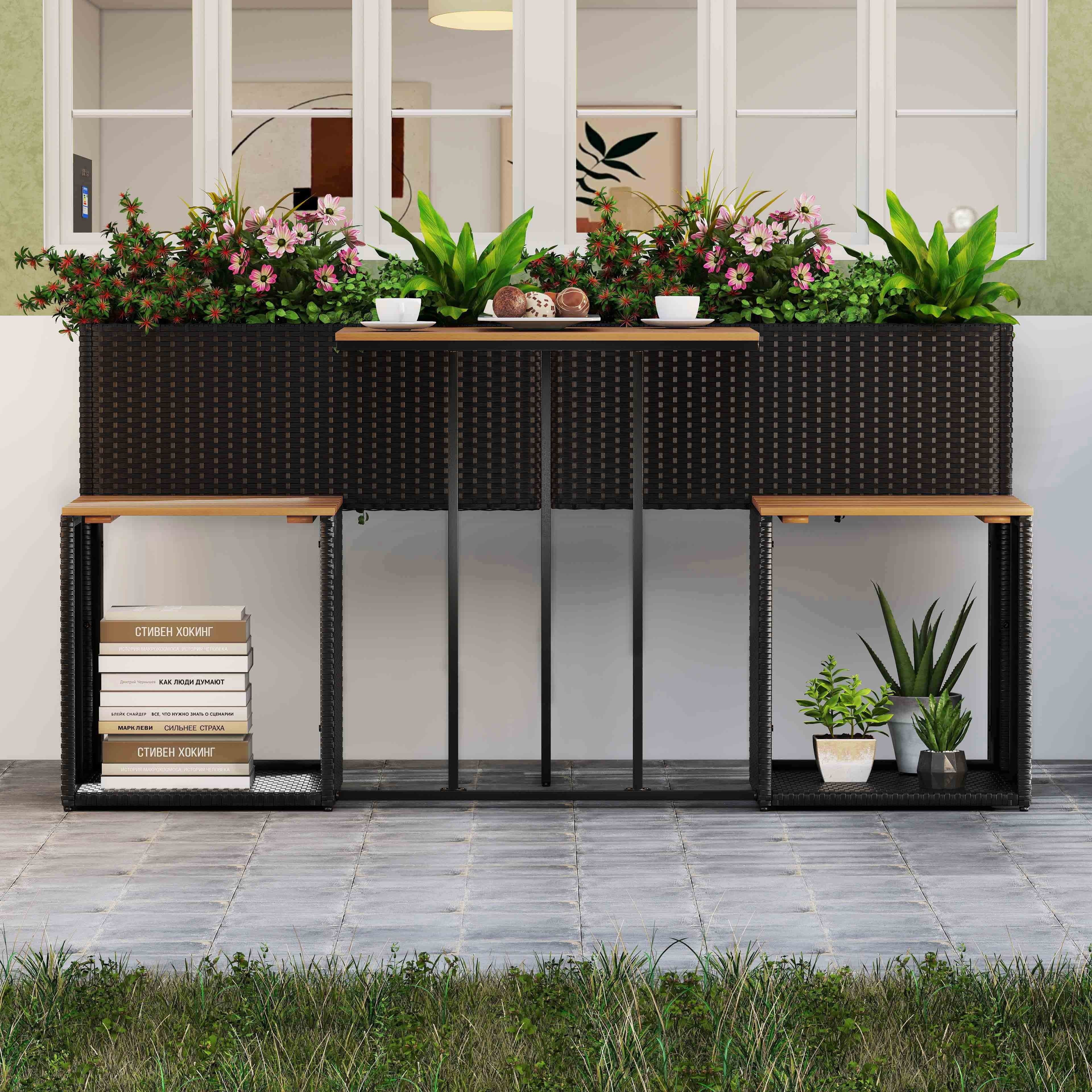 Patio Furniture Set with Raised Garden Bed for Porch and Yard