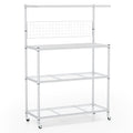 4-Tier Bakers Rack on Wheels with Adjustable Shelves-Silver