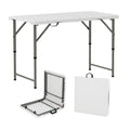 4 Feet Portable Camping Table with HDPE Tabletop and Metal Legs-White