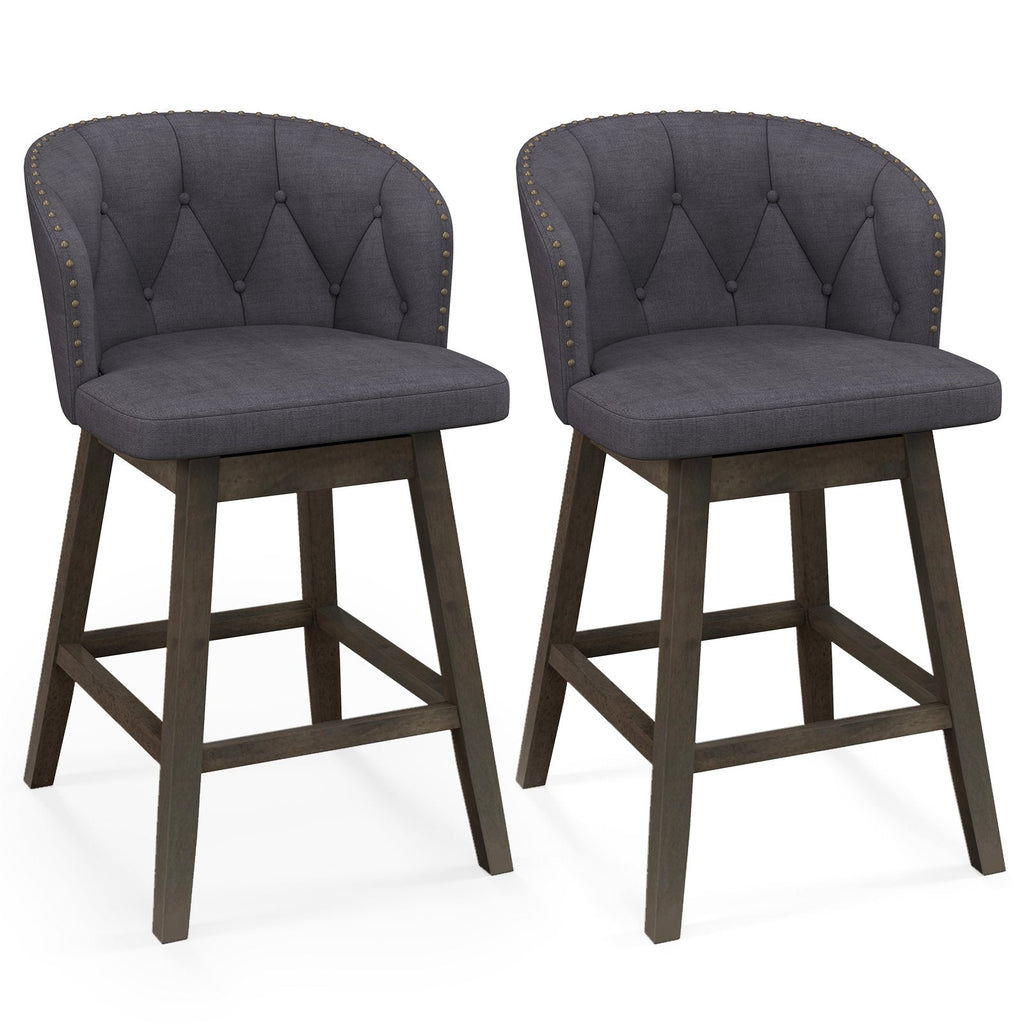 Counter Height Fabric Upholstered Bar Stools Set of 2-Beige