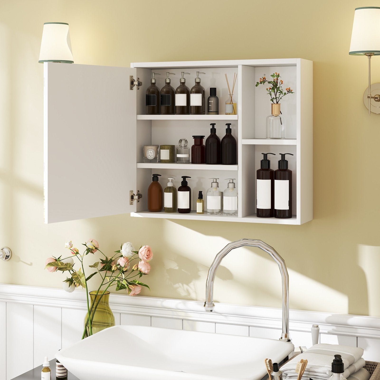 Bathroom Medicine Cabinet with Single Mirror Door-Black